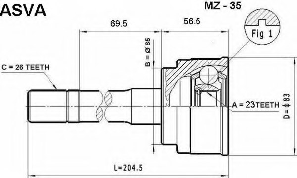 ASVA MZ-35 Joint Kit, drive shaft